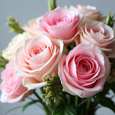 ピンクと白のバラを使ったカスタムブーケ